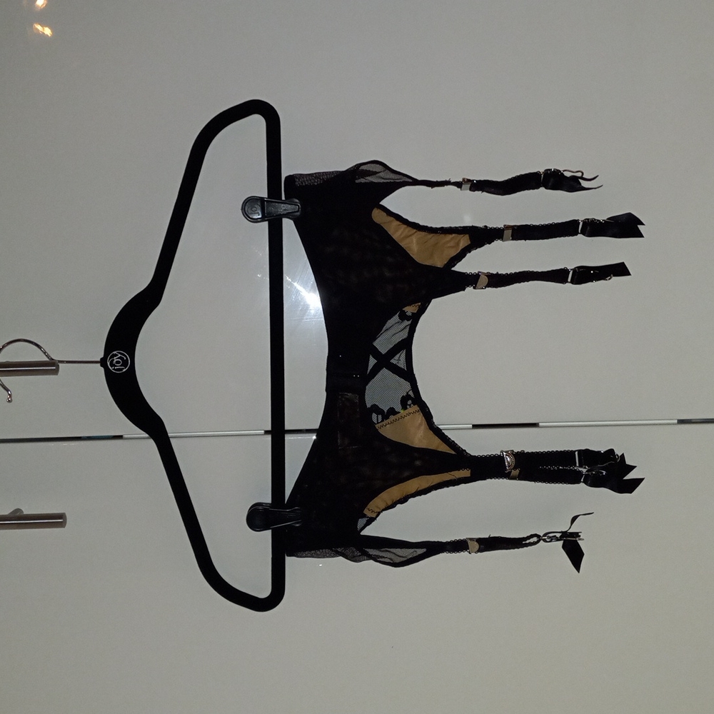 Dita von Teese Dahlia Black Suspenders - XL / UK size 16